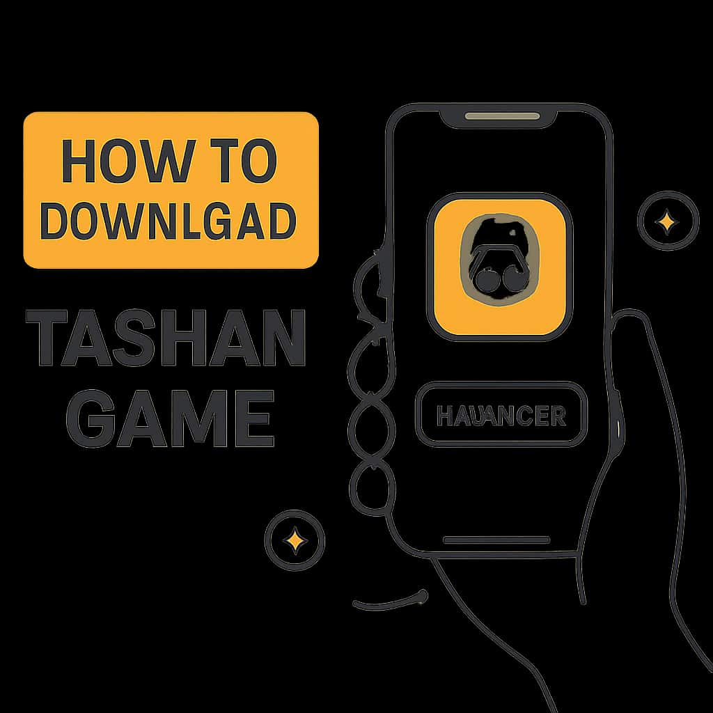 An educational illustration detailing steps to download Tashan Game.