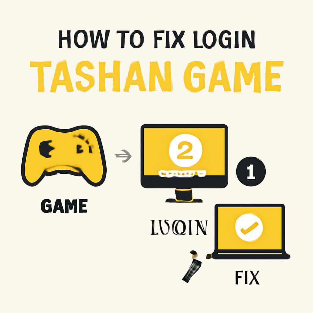 An illustration outlining steps to fix login problems in Tashan Game.