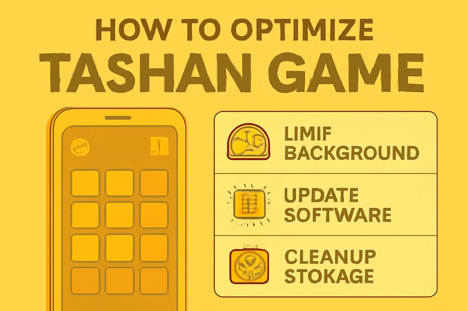 An illustration depicting strategies for optimizing Tashan Game performance.