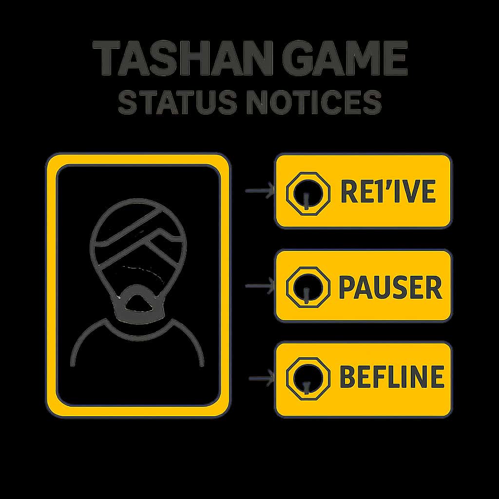 Illustration detailing Tashan Game Status Notices.