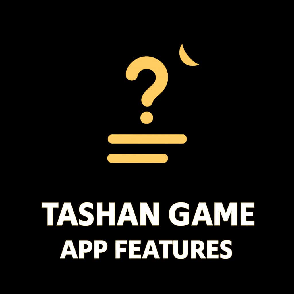 A professional badge illustrating the features of the Tashan Game App.