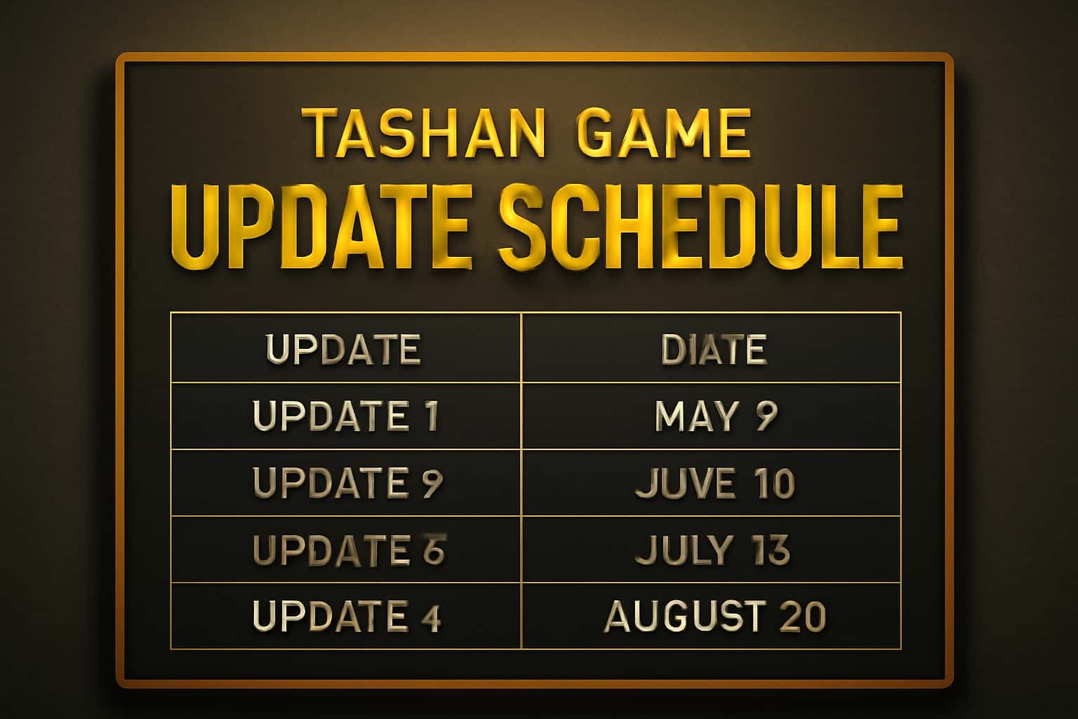 An informative scene displaying the Tashan Game Update Schedule
