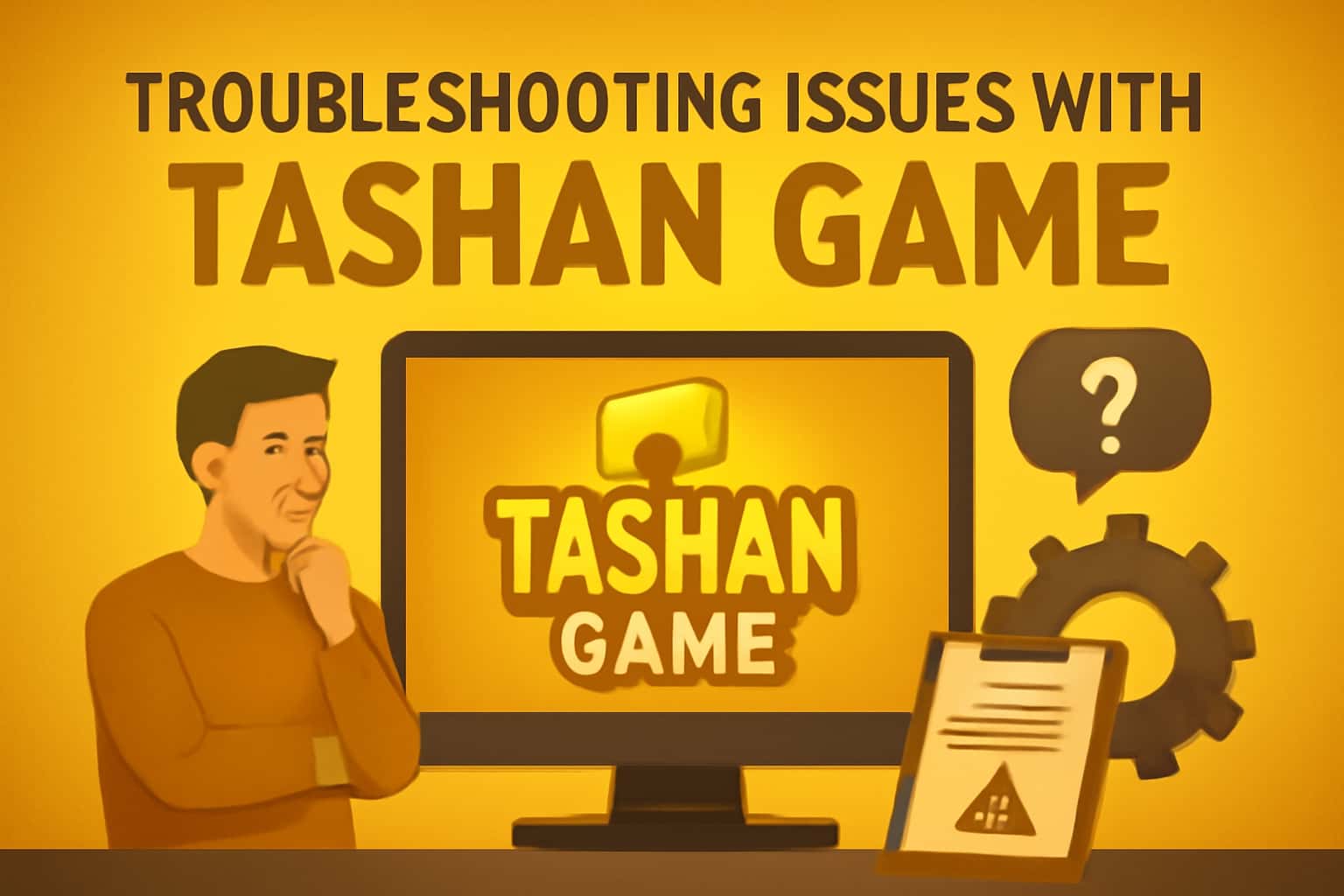 An informational scene focused on troubleshooting issues related to the Tashan Game.