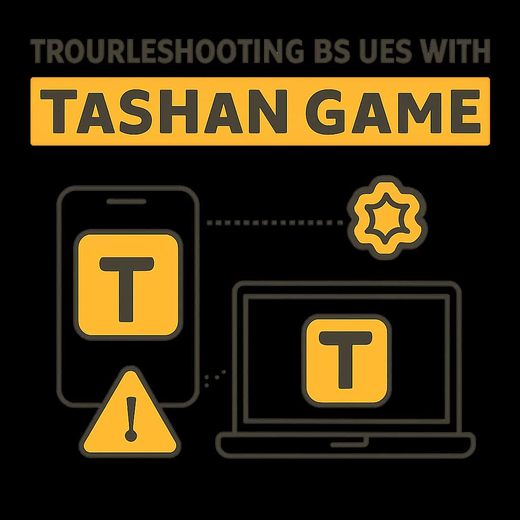 Illustration showing troubleshooting steps for Tashan Game.
